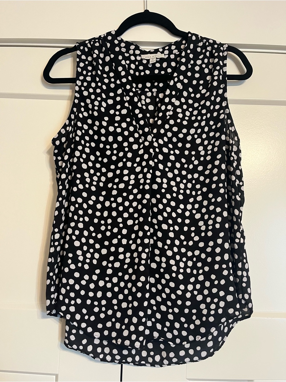 Sleeveless Black Polka Dot V-Neck Camisole